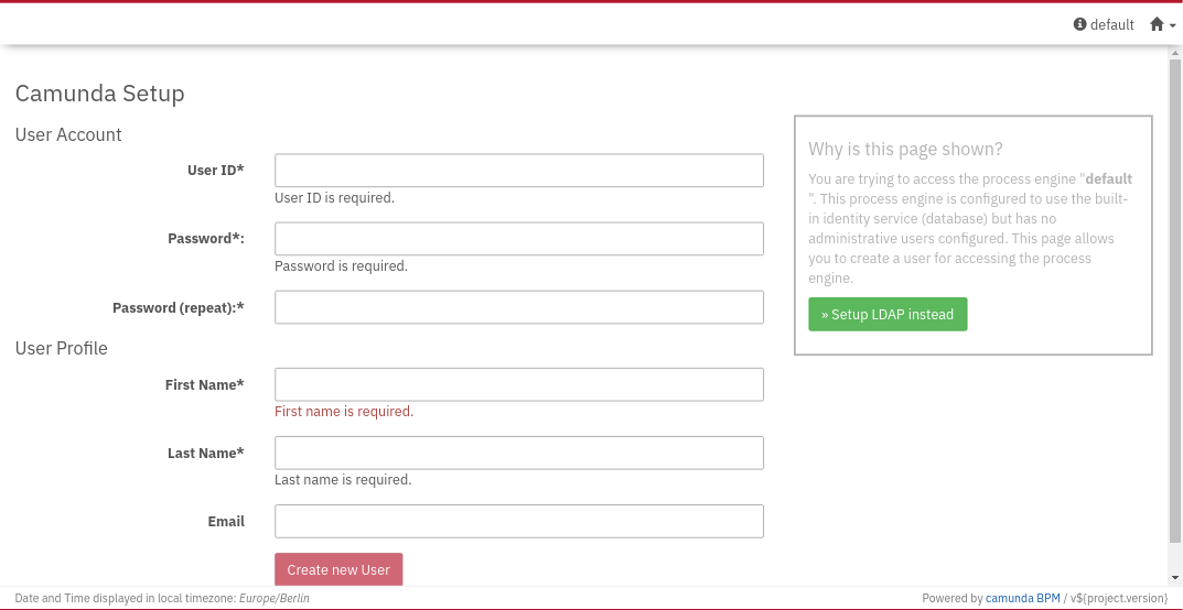 Initial User Setup