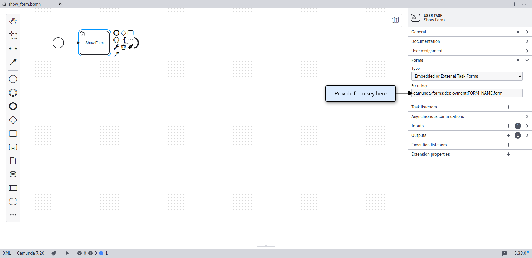 Provide Form Key for Camunda Forms