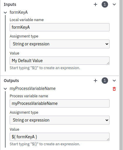 User Input/Output Mappings for default values for form fields