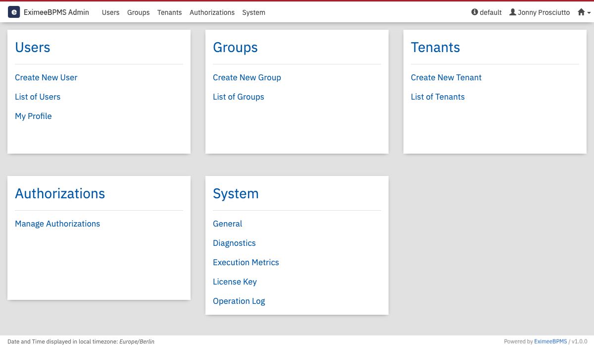 Admin Start Page