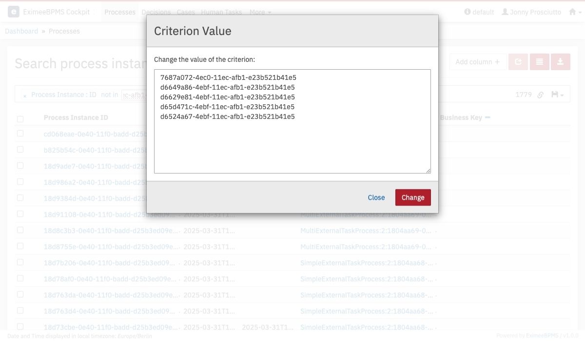 IN Operator Modal
