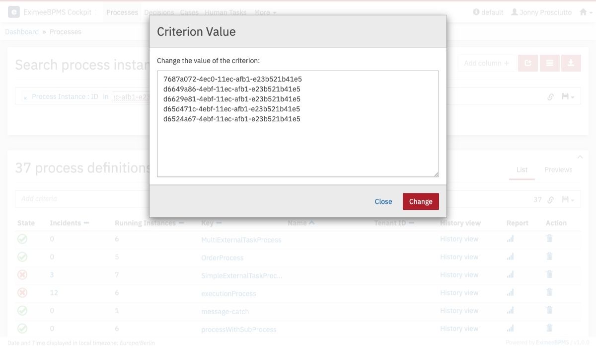 IN Operator Modal